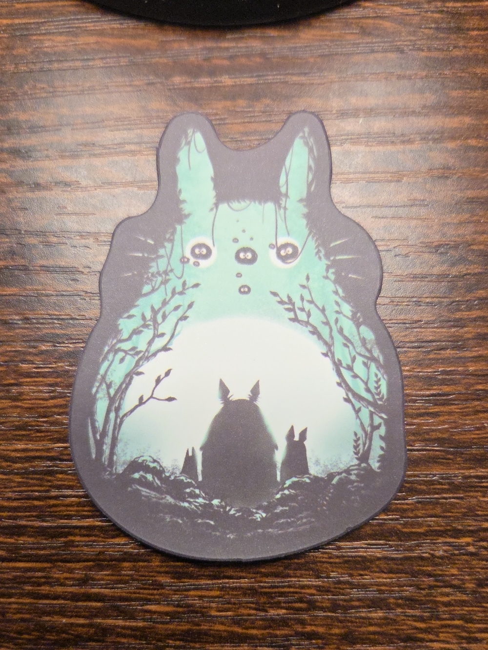 Woodland Totoro-Inspired Vinyl Sticker - Teal and Black